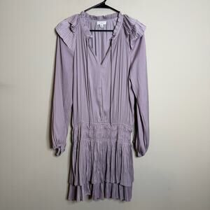 Current Air Cecile Smocked Mini Dress Ruffle Long Sleeves Lilac Size Medium
